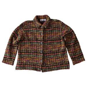Vintage Chico’s Design Tweed Jacket Multicolor Cropped Blazer (Size XL)